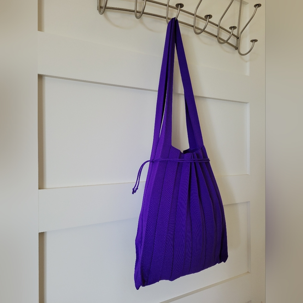 Joseph and Stacey Pleated Fabric Tote Bag, Deep purple